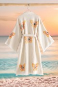 Varol Organik %100 Pamuk Kimono Yaka Sabahlık Bornoz - Kelebek görseli 4