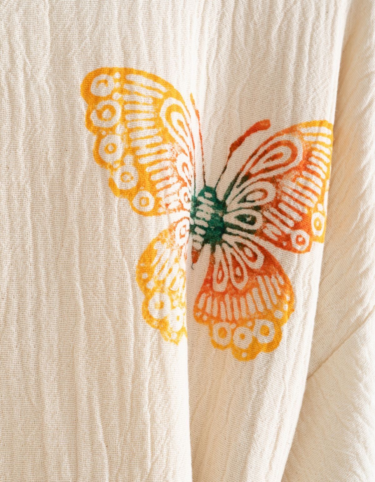 Varol Organik %100 Pamuk Kimono Yaka Sabahlık Bornoz - Kelebek