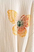 Varol Organik %100 Pamuk Kimono Yaka Sabahlık Bornoz - Kelebek görseli 3
