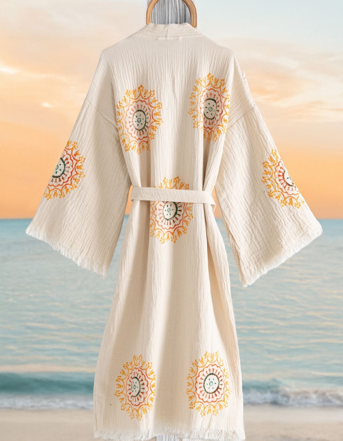 Varol Organik %100 Pamuk Kimono Yaka Sabahlık Bornoz - Lemura