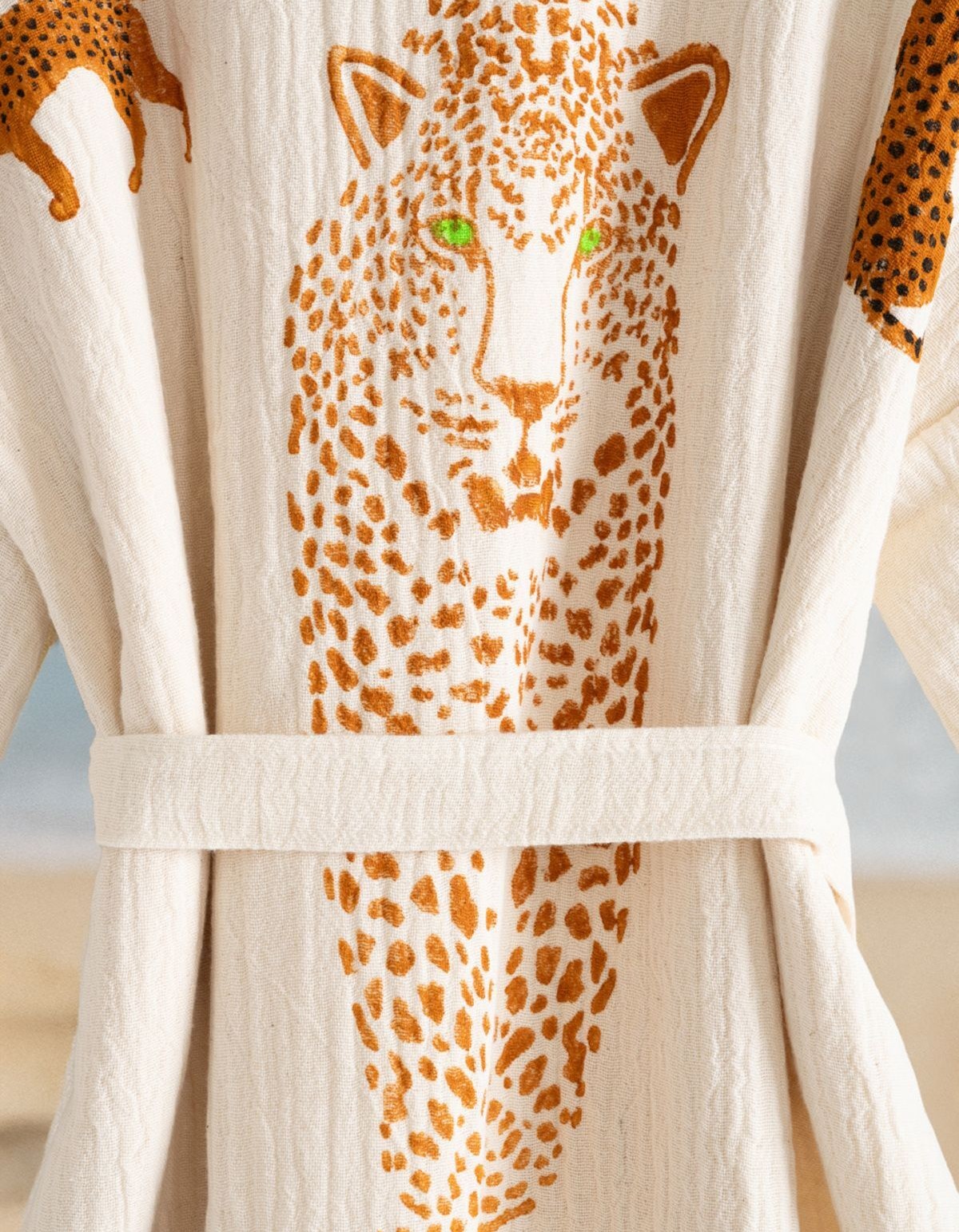 Varol Organik %100 Pamuk Kimono Yaka Sabahlık Bornoz - Leopar