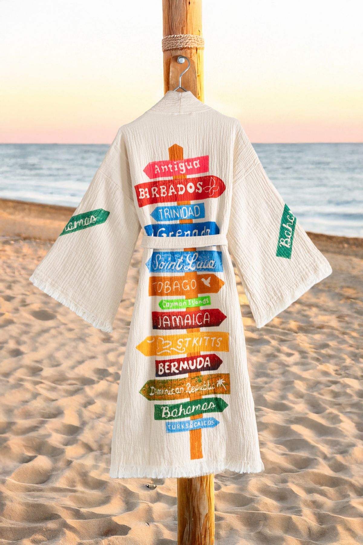 Varol Organik %100 Pamuk Kimono Yaka Sabahlık Bornoz - Nomada