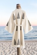 Varol Organik %100 Pamuk Kimono Yaka Sabahlık Bornoz - Piramit görseli 5