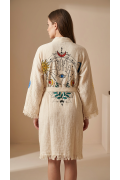 Varol Organik %100 Pamuk Kimono Yaka Sabahlık Bornoz - Solyra görseli 2
