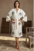 Varol Organik %100 Pamuk Kimono Yaka Sabahlık Bornoz - Göz