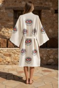 Varol Organik %100 Pamuk Kimono Yaka Sabahlık Bornoz - Göz görseli 2