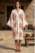 Varol Organik %100 Pamuk Kimono Yaka Sabahlık Bornoz - Heliona v1