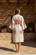 Varol Organik %100 Pamuk Kimono Yaka Sabahlık Bornoz - Heliona v1 görseli 5