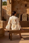 Varol Organik %100 Pamuk Kimono Yaka Sabahlık Bornoz - Kelebek görseli 2
