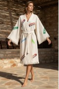 Varol Organik %100 Pamuk Kimono Yaka Sabahlık Bornoz - Nomada