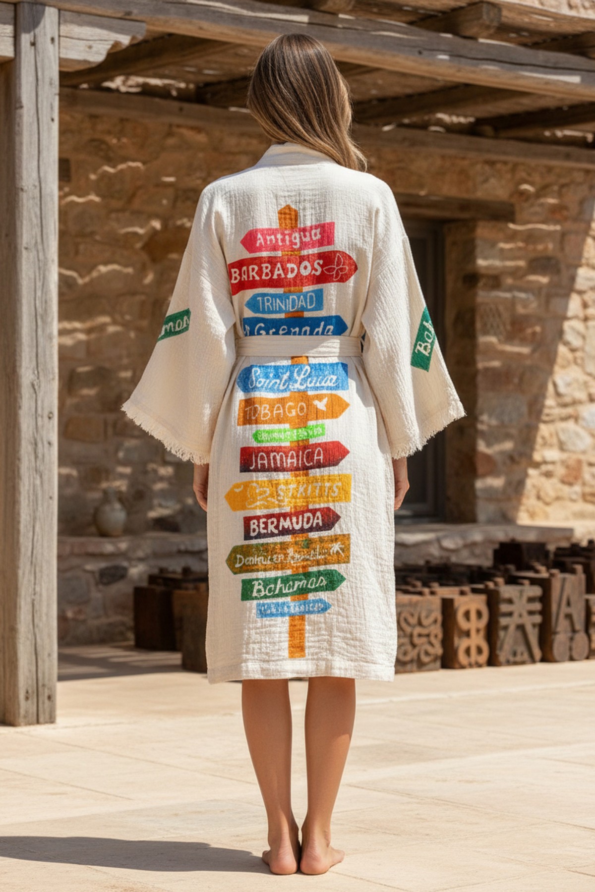 Varol Organik %100 Pamuk Kimono Yaka Sabahlık Bornoz - Nomada