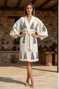 Varol Organik %100 Pamuk Kimono Yaka Sabahlık Bornoz - Piramit