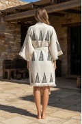 Varol Organik %100 Pamuk Kimono Yaka Sabahlık Bornoz - Piramit görseli 2