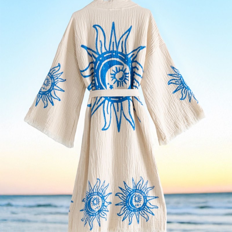 Varol Organik %100 Pamuk Kimono Yaka Sabalık Bornoz - Heliona v2