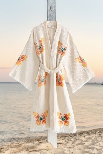 Varol Organik %100 Pamuk Kimono Yaka Sabalık Bornoz - Kelebek Varol Organik %100 Pamuk Kimono Yaka Sabalık Bornoz - Kelebek