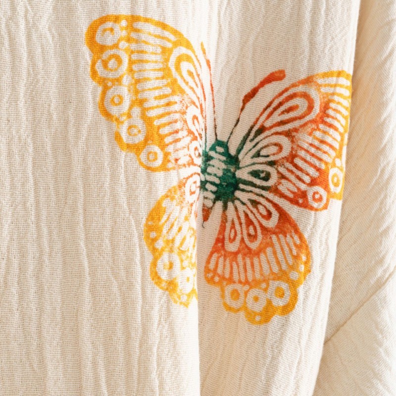 Varol Organik %100 Pamuk Kimono Yaka Sabalık Bornoz - Kelebek