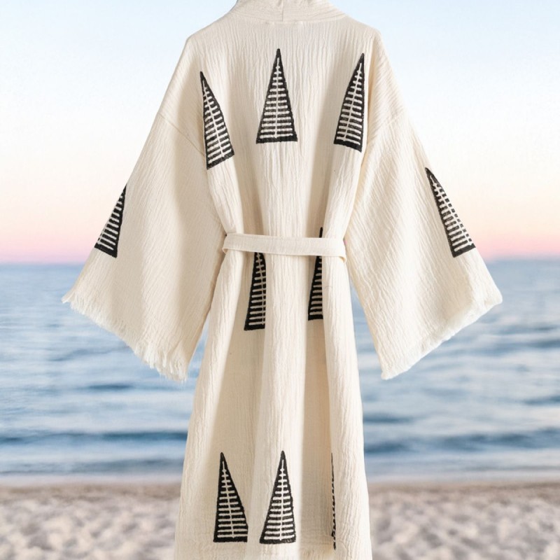 Varol Organik %100 Pamuk Kimono Yaka Sabalık Bornoz - Piramit