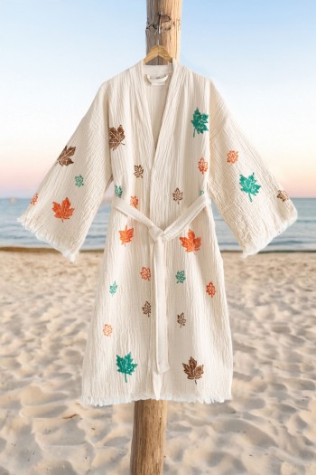 Varol Organik %100 Pamuk Kimono Yaka Sabalık Bornoz - Sonbahar Varol Organik %100 Pamuk Kimono Yaka Sabalık Bornoz - Sonbahar