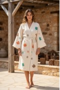 Varol Organik %100 Pamuk Kimono Yaka Sabahlık Bornoz - Sonbahar