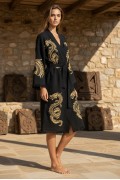 Varol Organik %100 Pamuk Kimono Yaka Sabahlık Bornoz - Viserion görseli 5