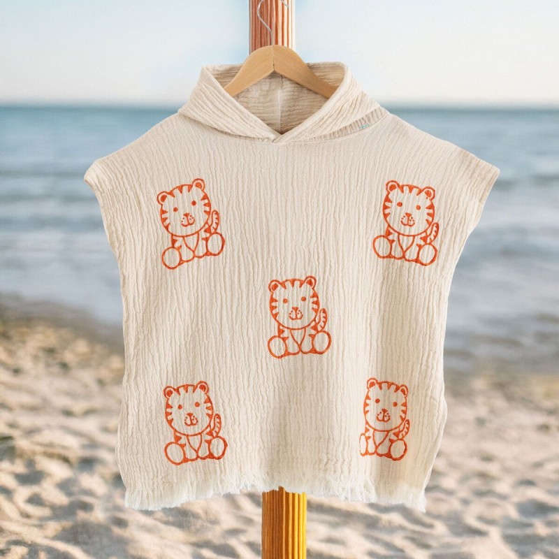 Varol Organik %100 Pamuk Müslin Çocuk Panço - Kaplan Varol Organik %100 Pamuk Müslin Çocuk Panço - Kaplan