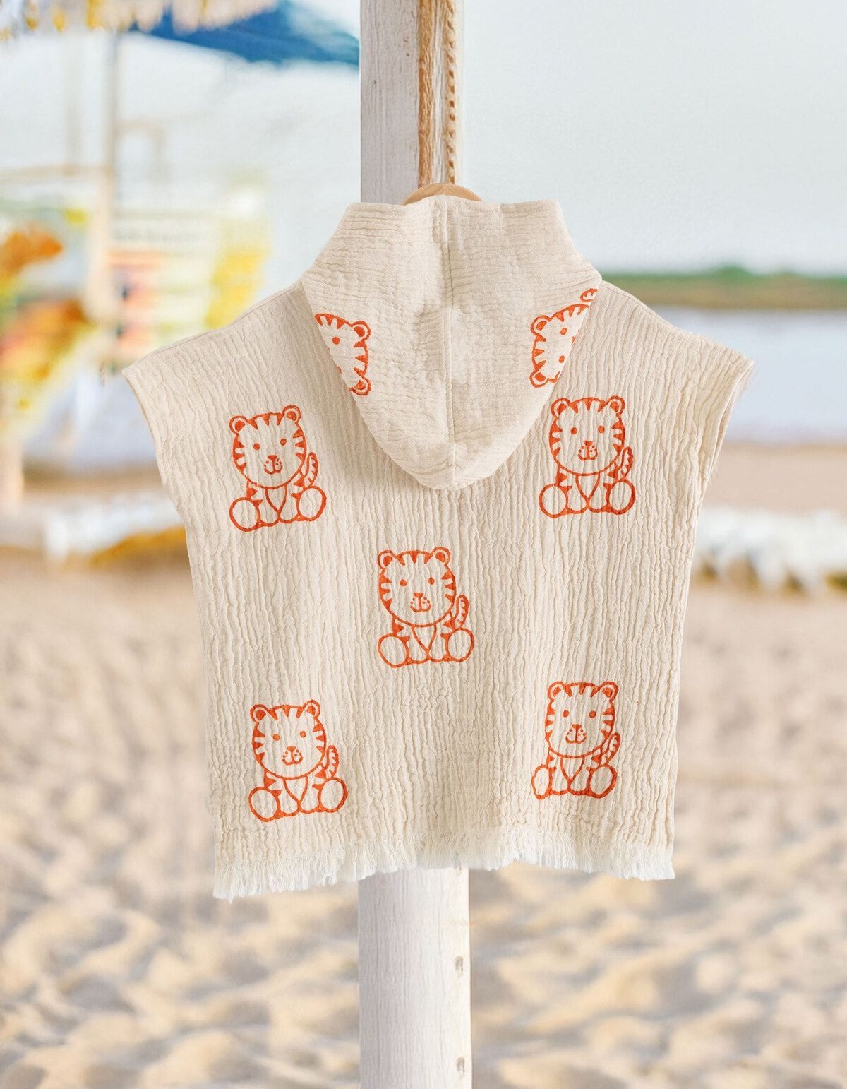 Varol Organik %100 Pamuk Müslin Çocuk Panço - Kaplan