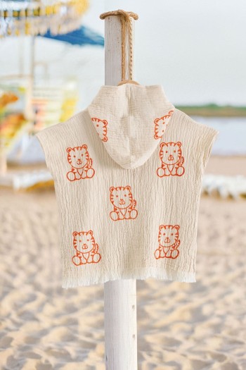 Varol Organik %100 Pamuk Müslin Çocuk Panço - Kaplan Varol Organik %100 Pamuk Müslin Çocuk Panço - Kaplan