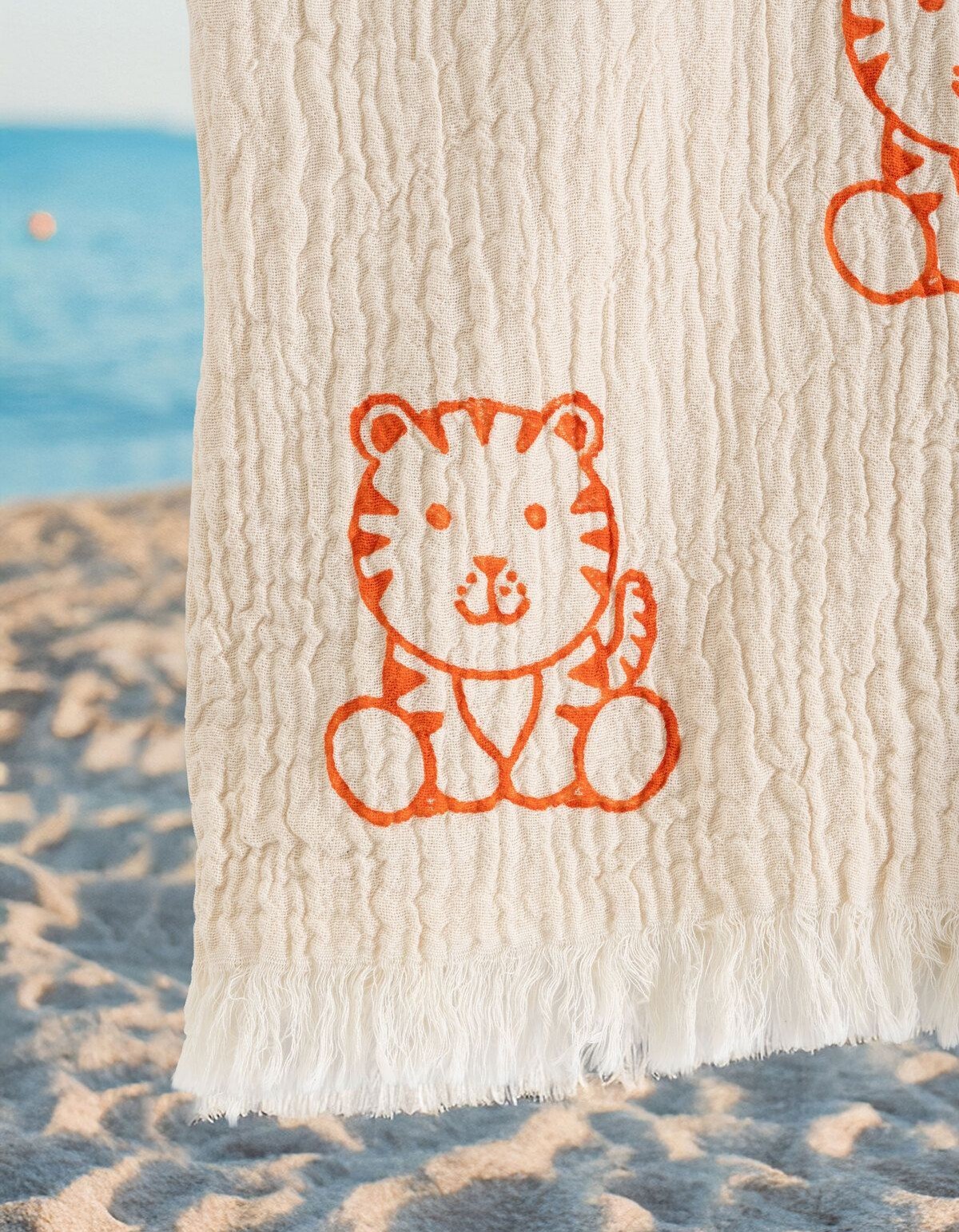 Varol Organik %100 Pamuk Müslin Çocuk Panço - Kaplan