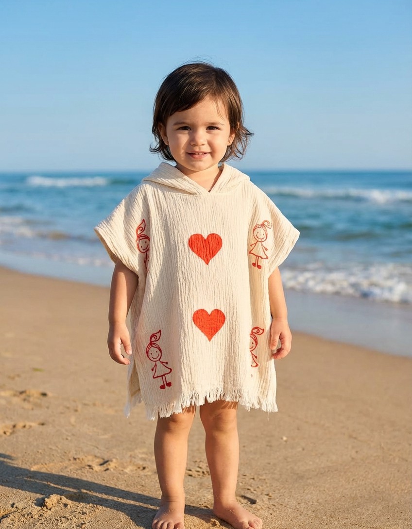 Varol Organik %100 Pamuk Müslin Çocuk Panço - Lovely