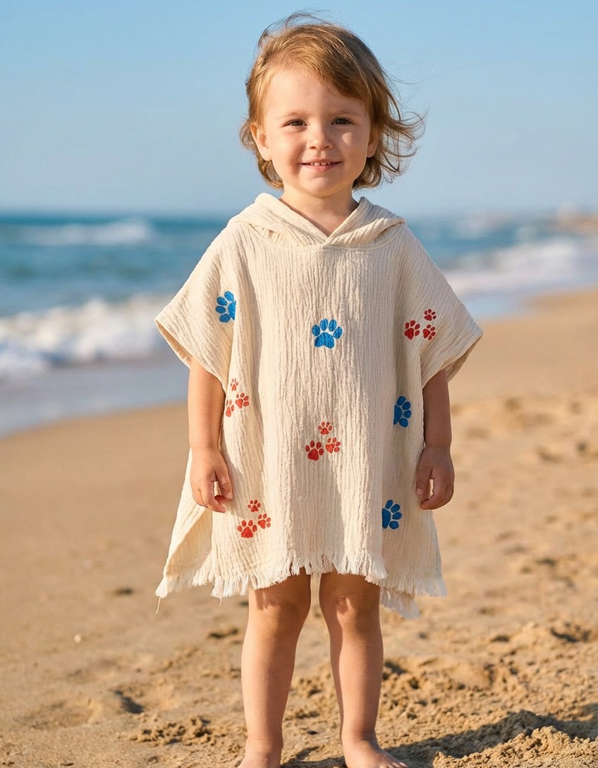 Varol Organik %100 Pamuk Müslin Çocuk Panço - Pati