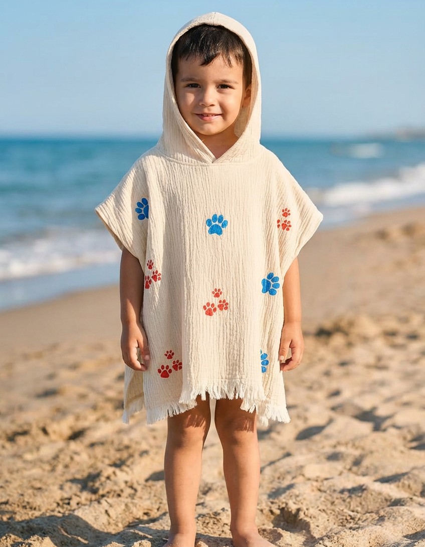 Varol Organik %100 Pamuk Müslin Çocuk Panço - Pati