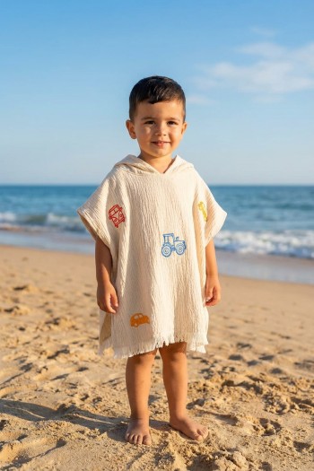 Varol Organik %100 Pamuk Müslin Çocuk Panço - Trafik