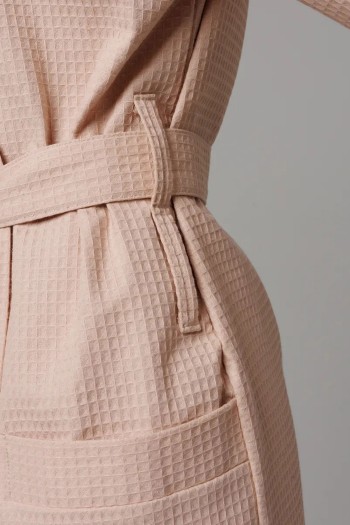 Varol Pike Dokuma Sütlü Kahve Bornoz – İhracat Fazlası, One Size