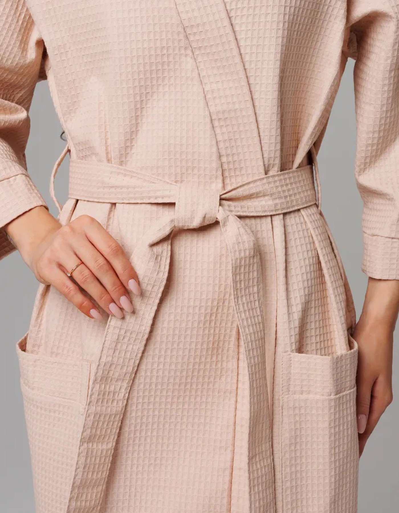 Varol Pike Dokuma Sütlü Kahve Bornoz – İhracat Fazlası, One Size