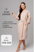 Varol Pike Dokuma Sütlü Kahve Bornoz – İhracat Fazlası, One Size görseli 7