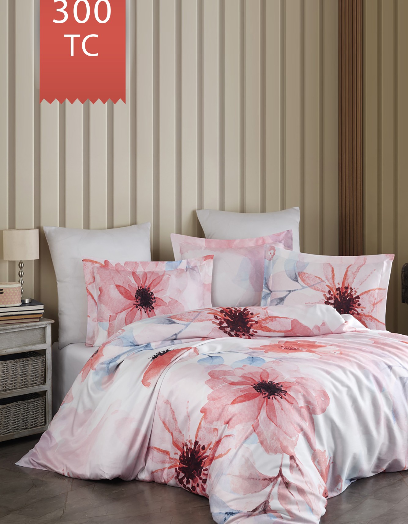 Varol Royal Saten 300TC Nevresim Takımı (Çift Nevresimli) Family Size  - CASİLDA