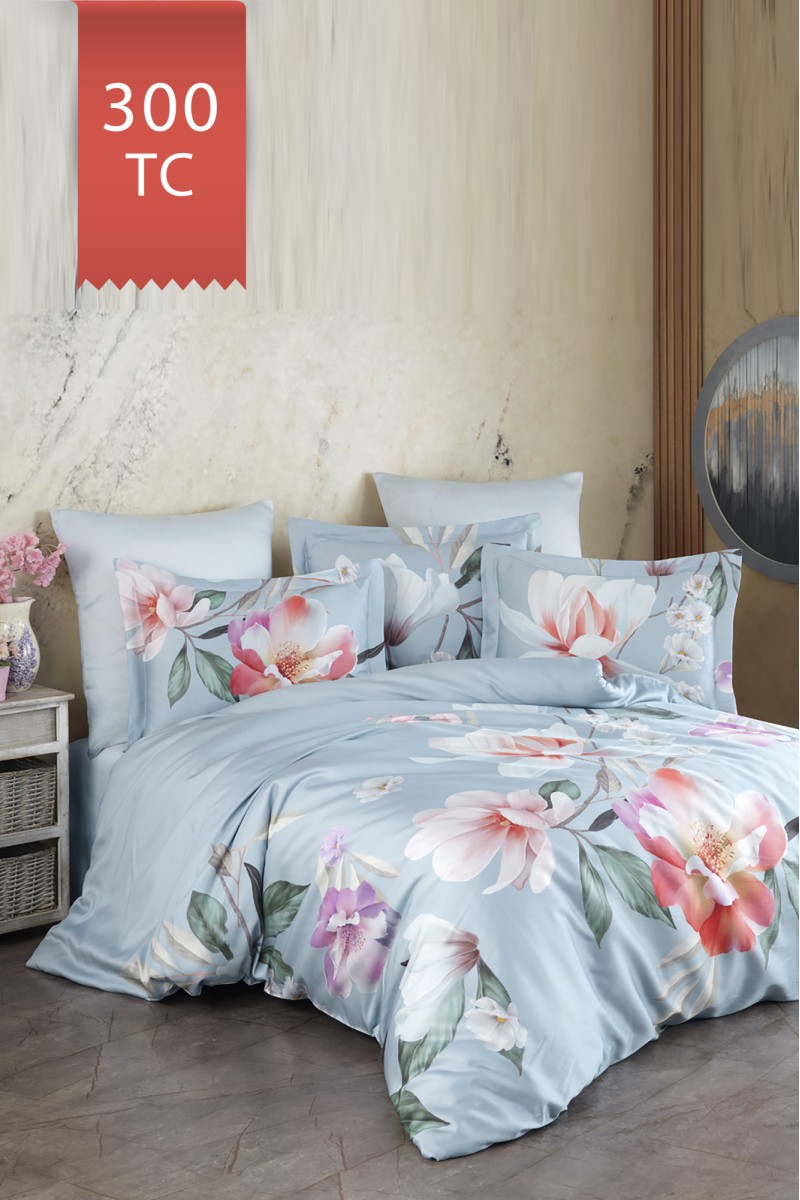 Varol Royal Saten 300TC Nevresim Takımı (Çift Nevresimli) Family Size  - ESTİVA