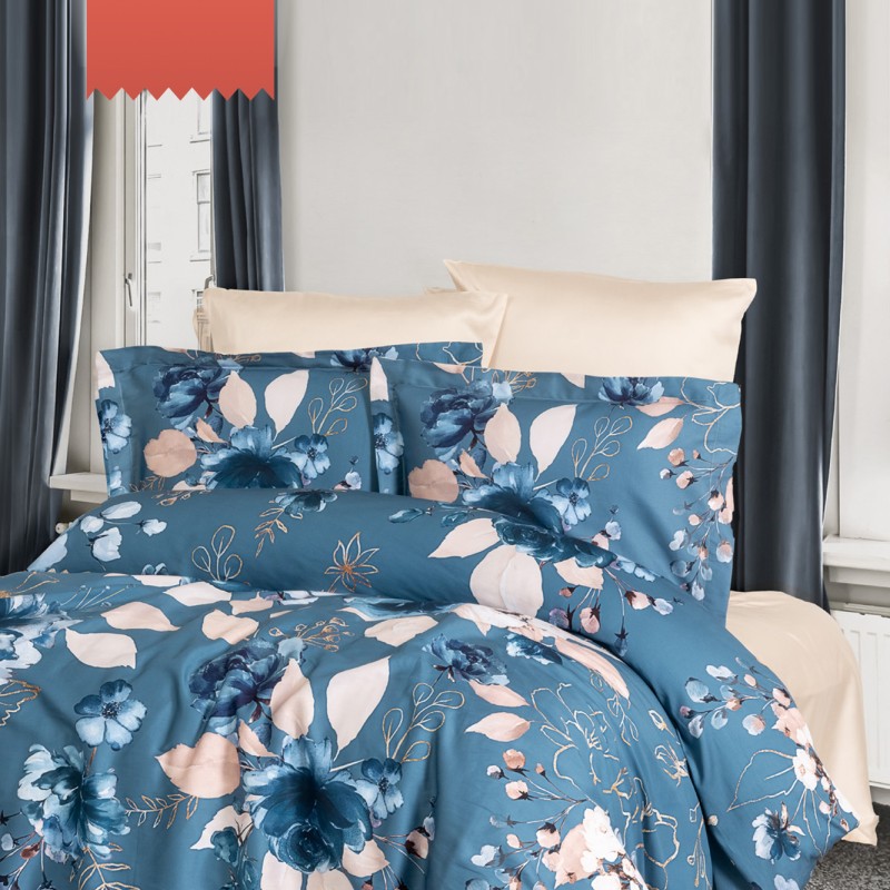 Varol Royal Saten 300TC Nevresim Takımı (Çift Nevresimli) Family Size  - LARİSSA