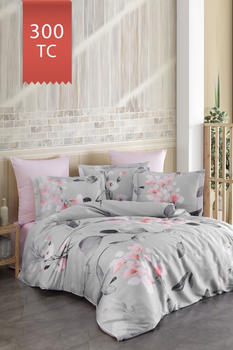Varol Royal Saten 300TC Nevresim Takımı (Çift Nevresimli) Family Size - MARİA