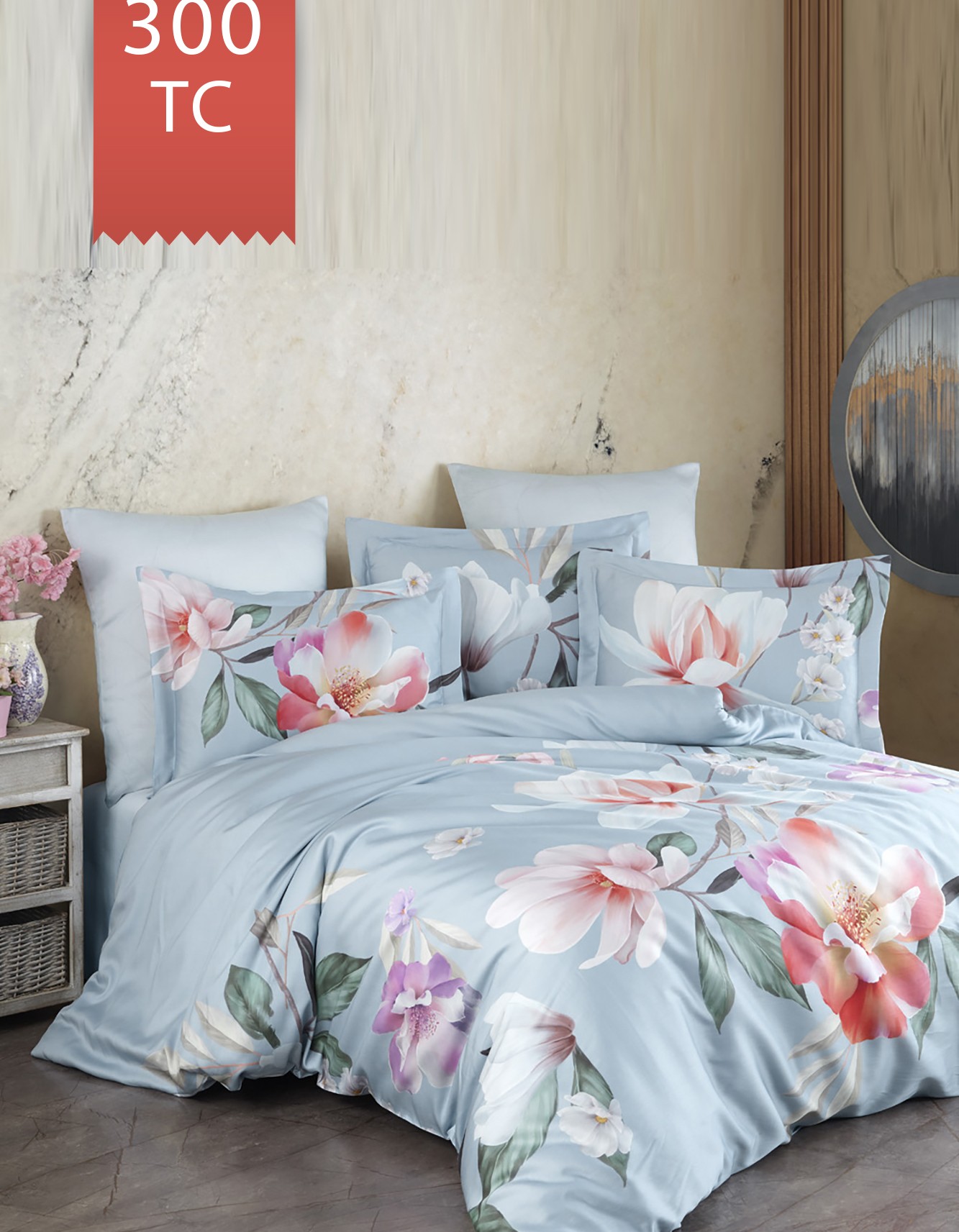 Varol Royal Saten Çift Kişilik 300TC Nevresim Takımı  - ESTİVA