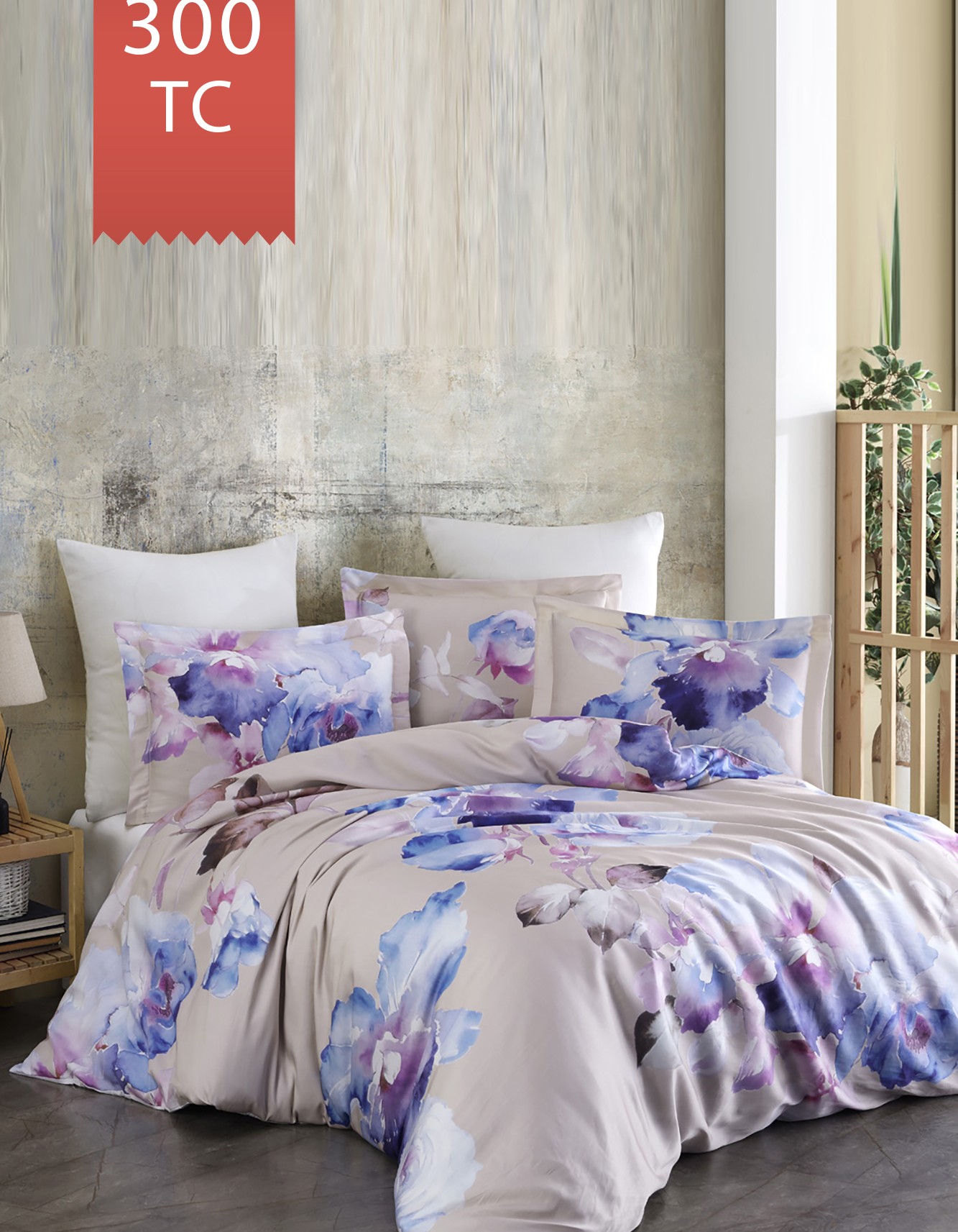 Varol Royal Saten Çift Kişilik 300TC Nevresim Takımı  - MARTİNA