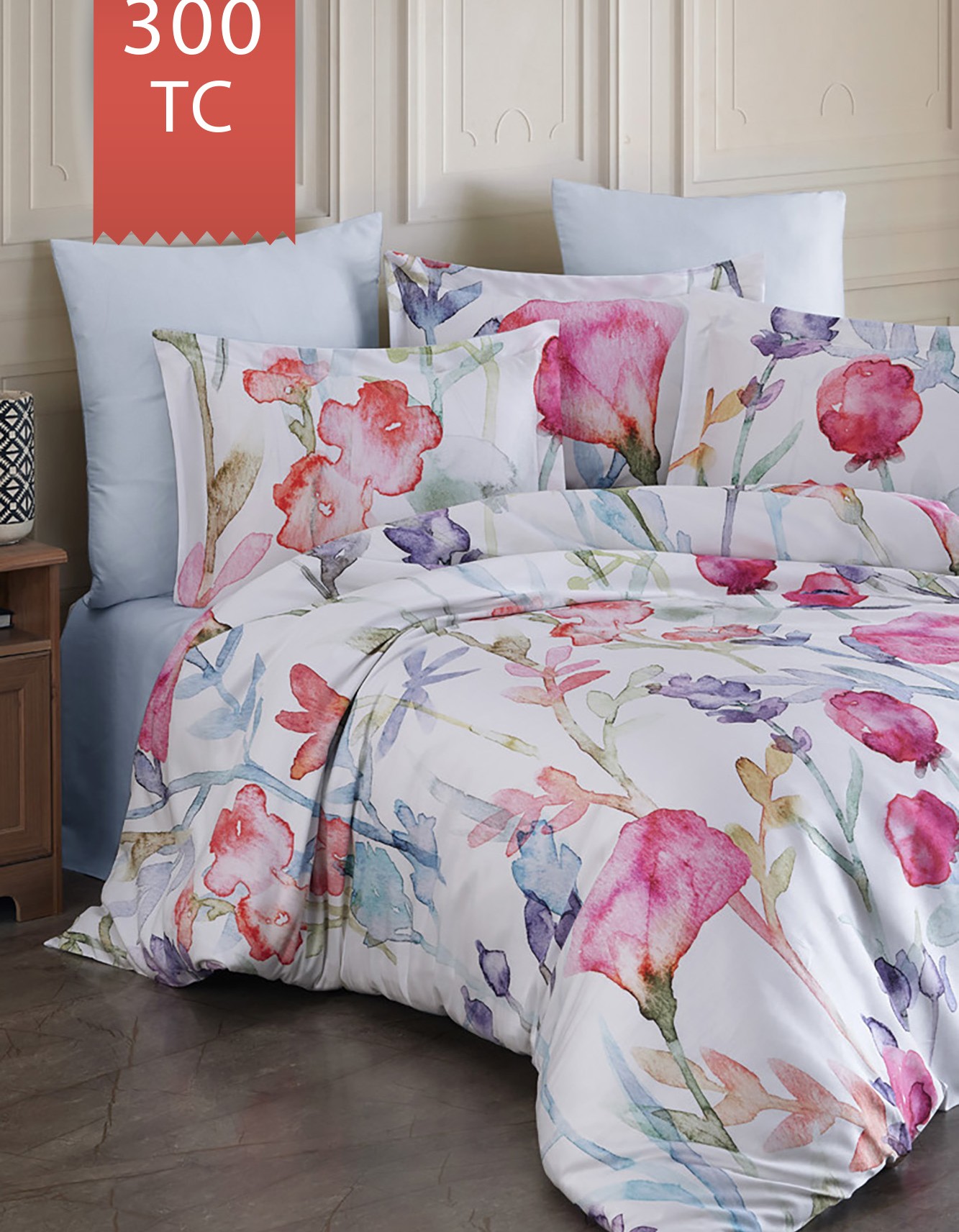 Varol Royal Saten Çift Kişilik 300TC Nevresim Takımı  - SİLVİA