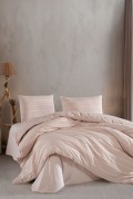 Varol Stripe Saten King Size (Battal Boy) Çarşafı Lastikli Nevresim Takım görseli 3