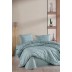 Varol Stripe Saten King Size (Battal Boy) Çarşafı Lastikli Nevresim Takım YEŞİL - YEŞİL