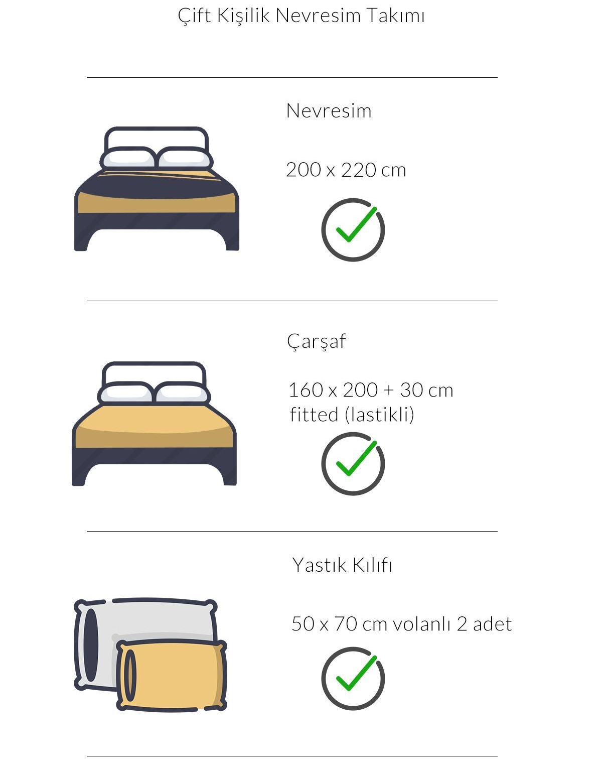 Varol Stripe Saten King Size (Battal Boy) Çarşafı Lastikli Nevresim Takım