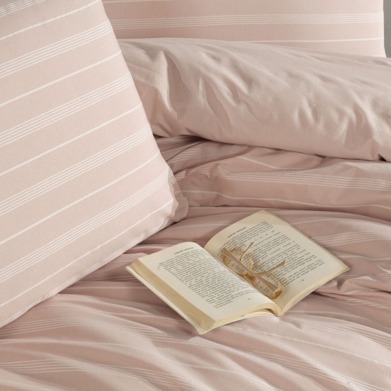 Varol Stripe Saten King Size (Battal Boy) Çarşafı Lastikli Nevresim Takım