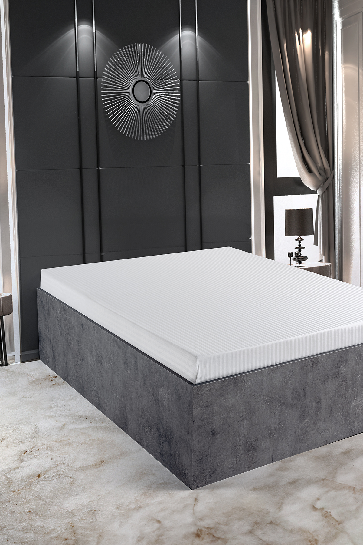 Zeus Serisi 83Tel Pamuk Saten Otel Çarşafı 1cm Çizgili