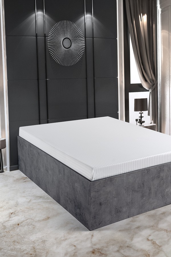 Zeus Serisi 83Tel Pamuk Saten Otel Çarşafı 1cm Çizgili