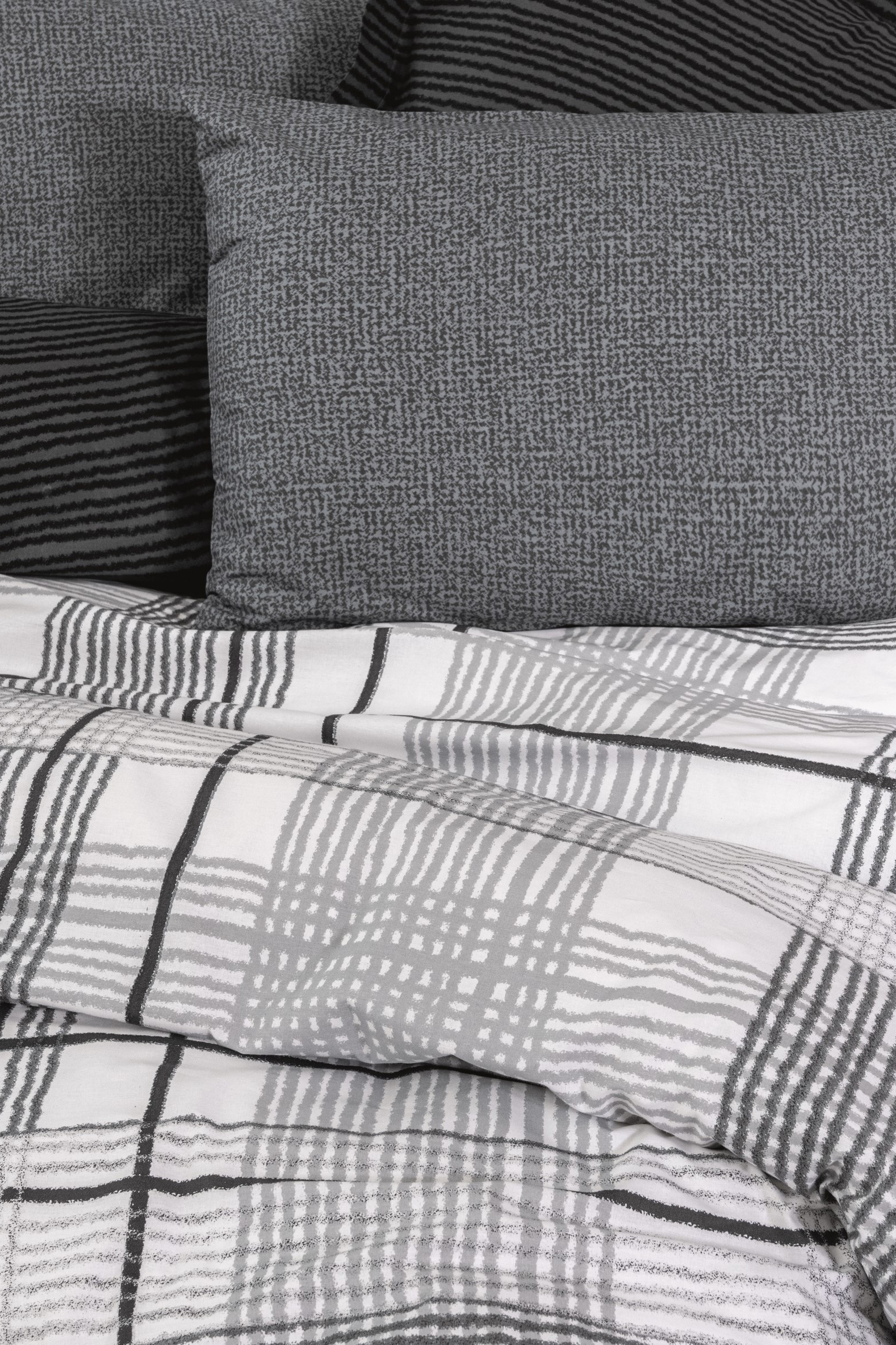 Cotton Box Modern Çift Kişilik Nevresim Takımı Will Antrasit doku detayı